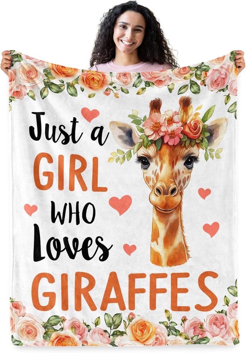 Levens Giraffe Blanket 50"x60" Giraffe Gifts for Women Girls, Just a Girl Who Loves Giraffes Throw Blankets Funny Giraffes Stuff Animal Soft Cozy Lightweight Flannel Blanket Decor for Couch Sofa Bed - Image 1
